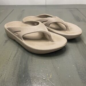OOFOS OOlala Womens Sz 6 Recovery Flip Flop Thong Tan Beige Sandals EU 37